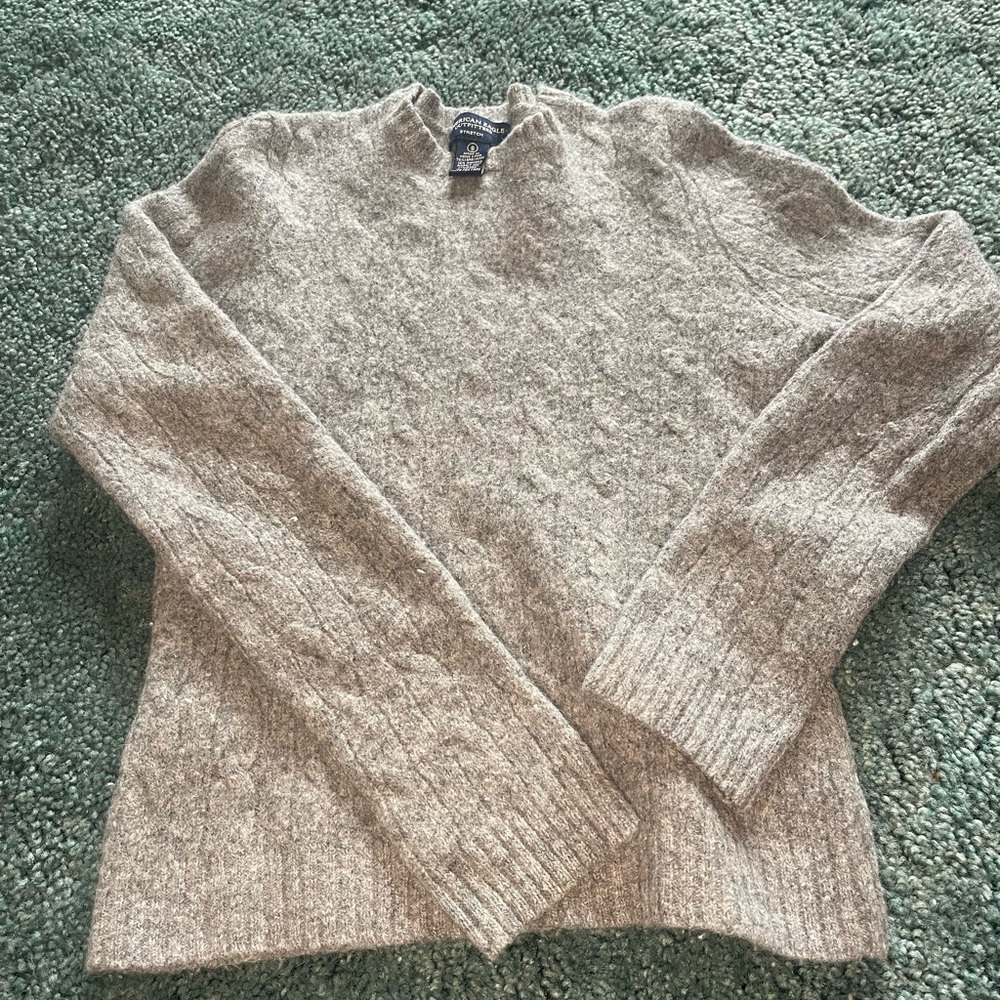 Kids S Grey Wool Textured Sweater